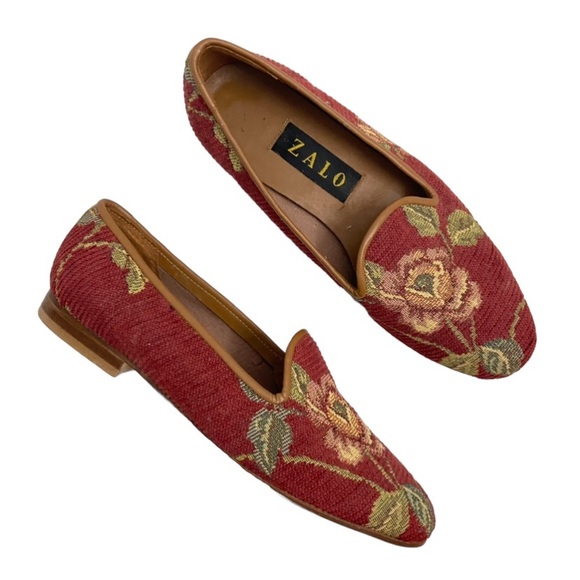 Zalo Shoes Zalo Needlepoint Embroidered Slip On Loafers Womens Size